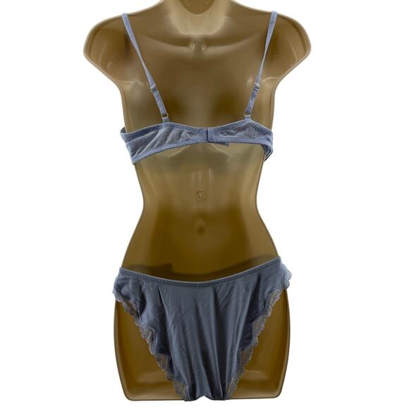 Maidenform One Fabulous Fit Bra Panty Lingerie Set Pale Blue Womens 36C/Large - Picture 11 of 11